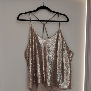 Charlotte Russe Gold Sequin Backless Camisole (NWT)